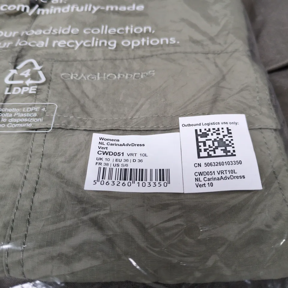 CRAGHOPPERS CARINAADVDRESS WOMEN'S DRESS – GREEN, UK 10