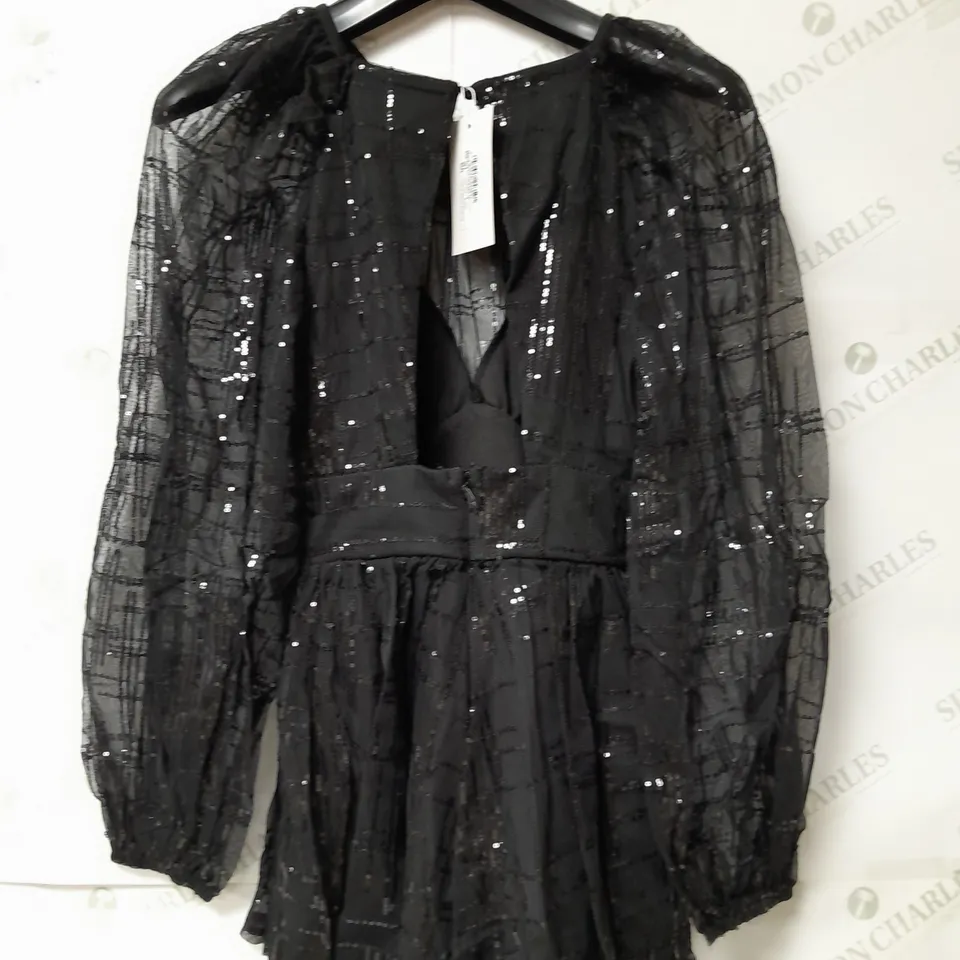 IN THE STYLE PETITE BLACK PALAZZO SEQUIN PLAYSUIT SIZE 8