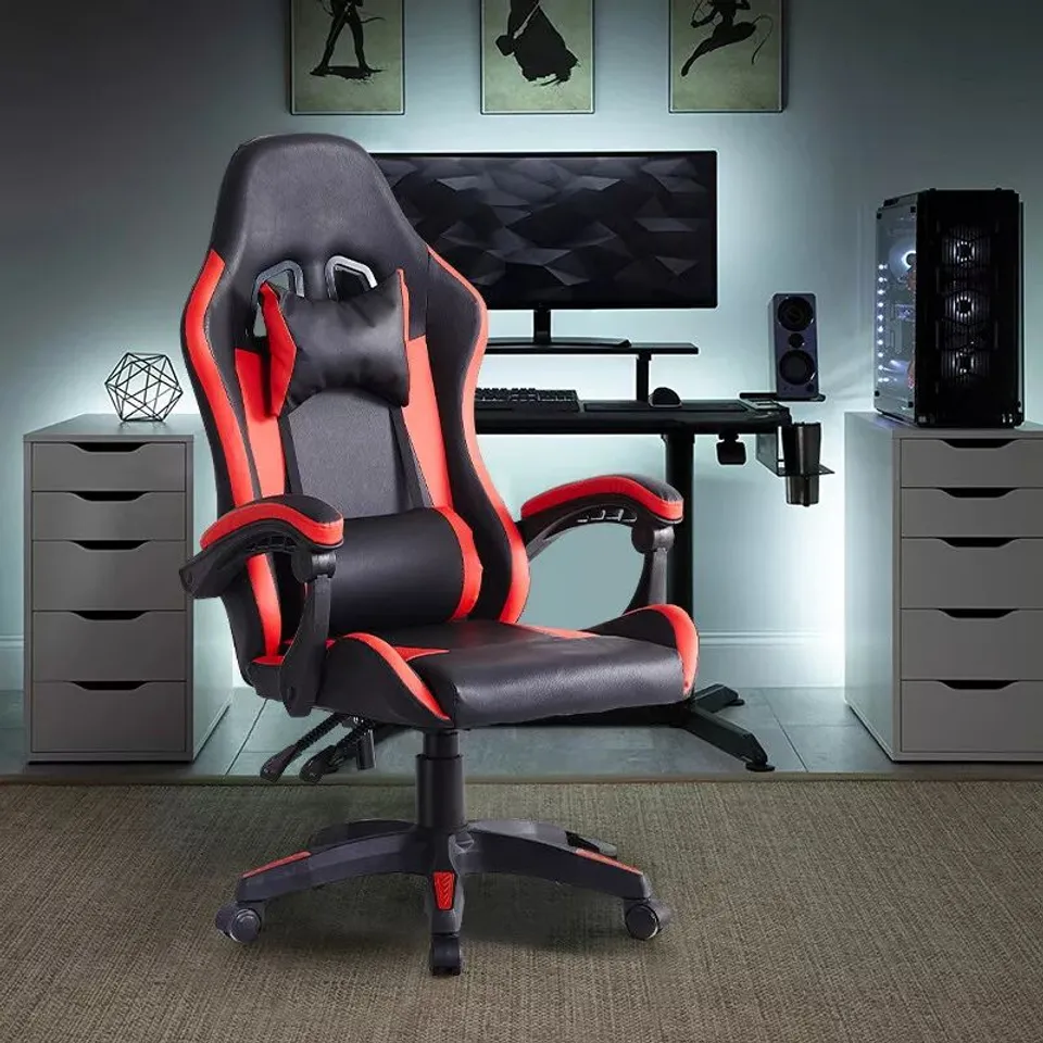 BOXED UNBRANDED GAMING CHAIR IN RED/BLUE - COLLECTION ONLY