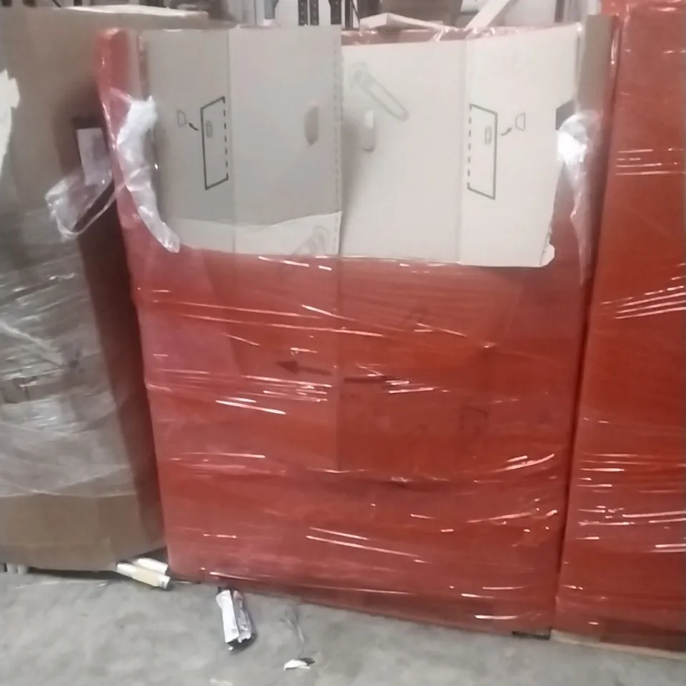 PALLET OF ASSORTED HOUSEHOLD GOODS AND PRODUCTS TO INCLUDE; HOME DECOR, STEAMER, BOXED FURNITURE ETC