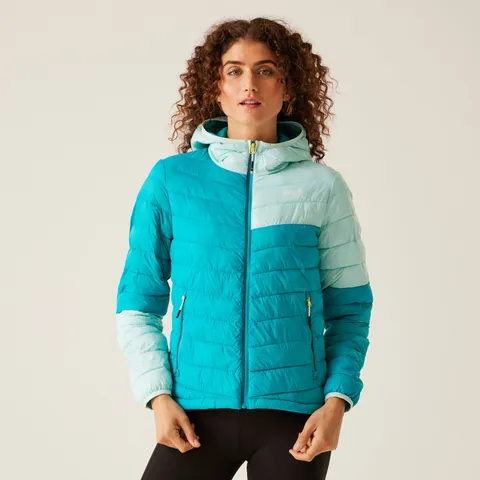 BRAND NEW REGATTA WOMEN'S HOODED HILLPACK II JACKET IN TAHOE BLUE BLEACHED AQUA SIZE 18