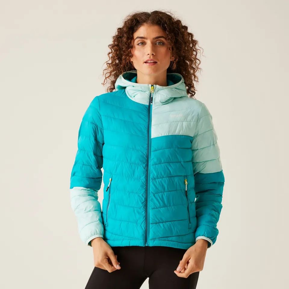 BRAND NEW REGATTA WOMEN'S HOODED HILLPACK II JACKET IN TAHOE BLUE BLEACHED AQUA SIZE 18