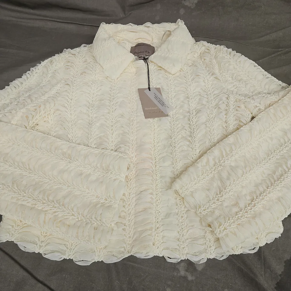 RIVER ISLAND TEXTURED COLLARED TROPHY JACKET, CREAM - UK SIZE 10 