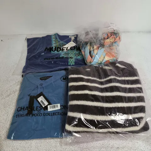 APPROXIMATELY 30 ASSORTED CLOTHING ITEMS IN VARIOUS SIZES, STYLES & COLOURS TO INCLUDE BRANDS SUCH AS LA MAREY, MUDFLOWER, CHARLES NORTON, ETC - COLLECTION ONLY
