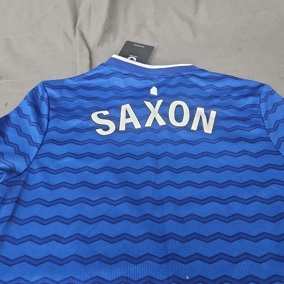 EVERTON FC BLUE FOOTBALL JERSEY WITH SAXON ON BACK – SIZE JL