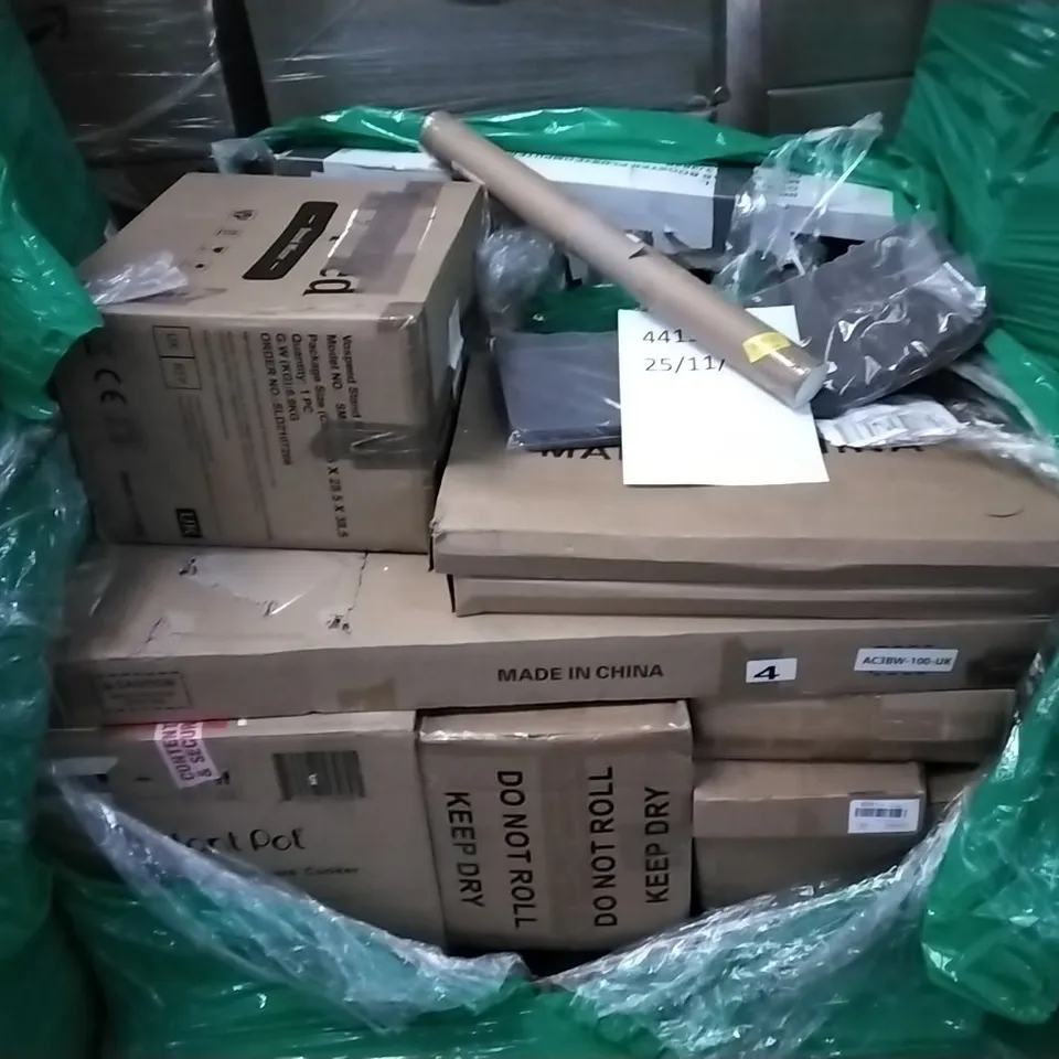 PALLET OF ASSORTED ITEMS TO INCLUDE: AB BOOSTER PLUS, INSTANT POT PRESSURE COOKER, TOILET SEAT ETC 