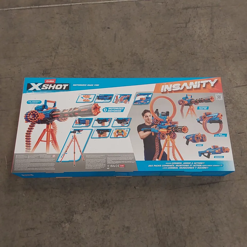 BRAND NEW BOXED ZURU X SHOT INSANITY MOTORISED RAGE FIRE BLASTER