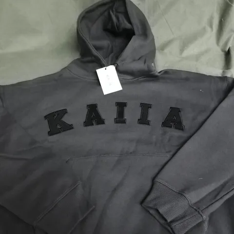 KAIIA OVERSIZED LOGO HOODIE IN DARK GREY – UK 8 