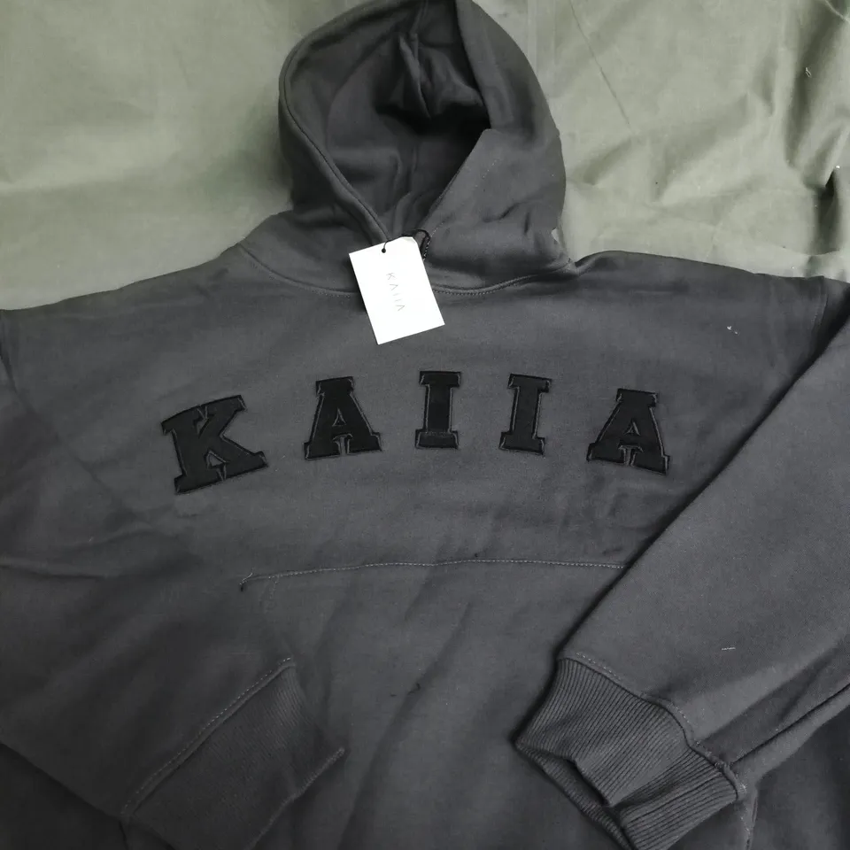KAIIA OVERSIZED LOGO HOODIE IN DARK GREY – UK 8 