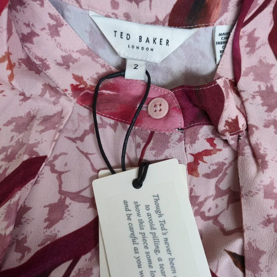 TED BAKER LONDON WOMEN'S PINK FLORAL LONG-SLEEVE SHIRT, SIZE 2