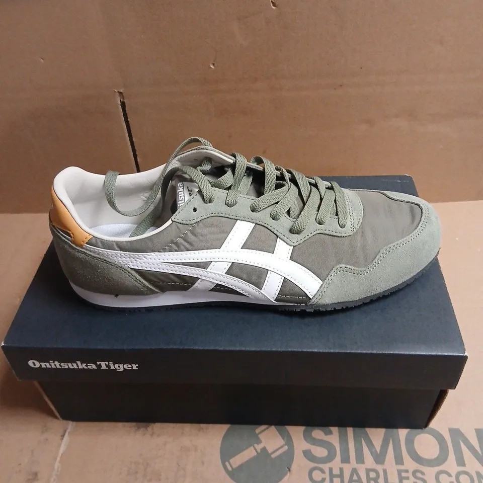 ONITSUKA TIGER SERANNO BURNT OLIVE/WHITE TRAINER BOXED SIZE 8