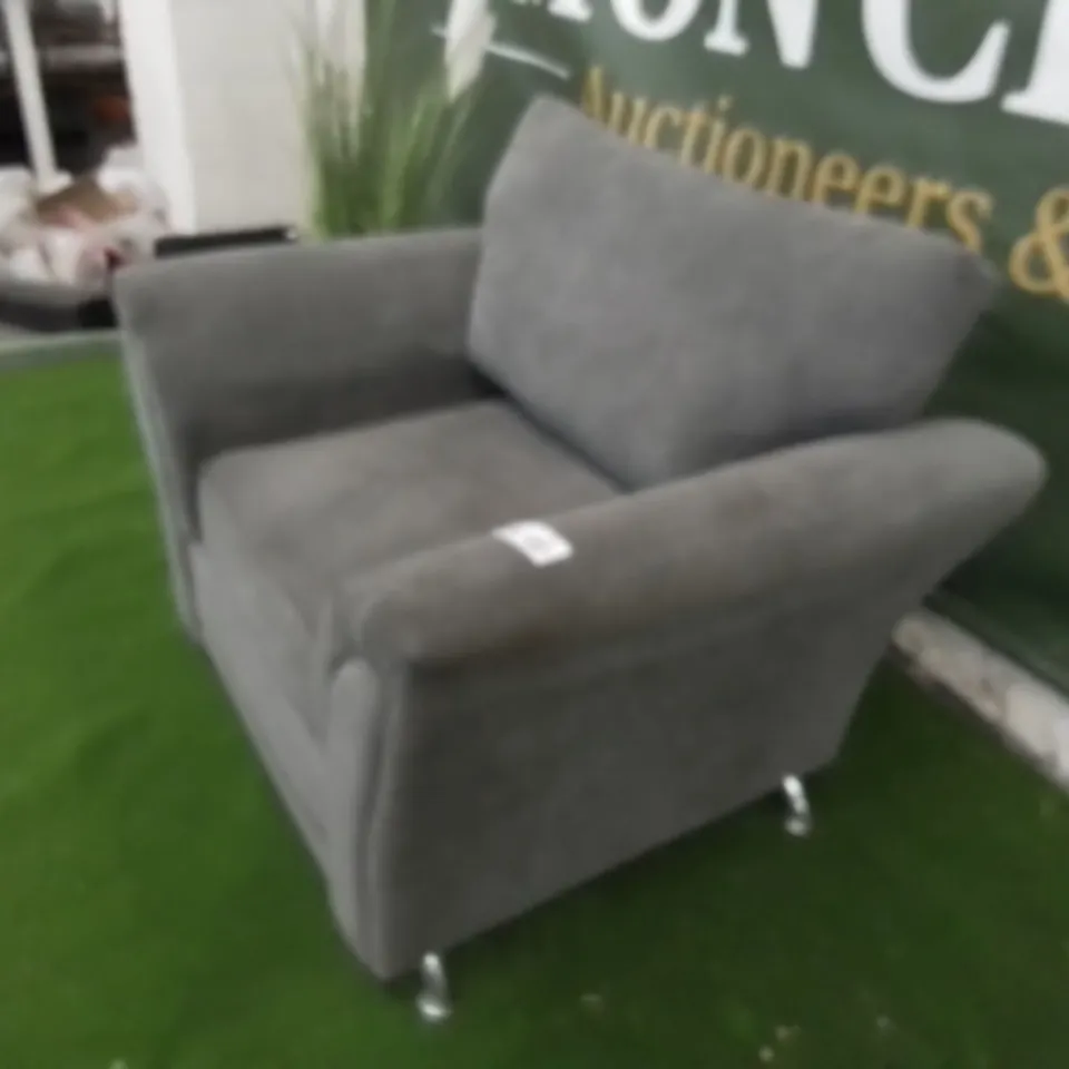 DESIGNER GREY FABRIC ARMCHAIR