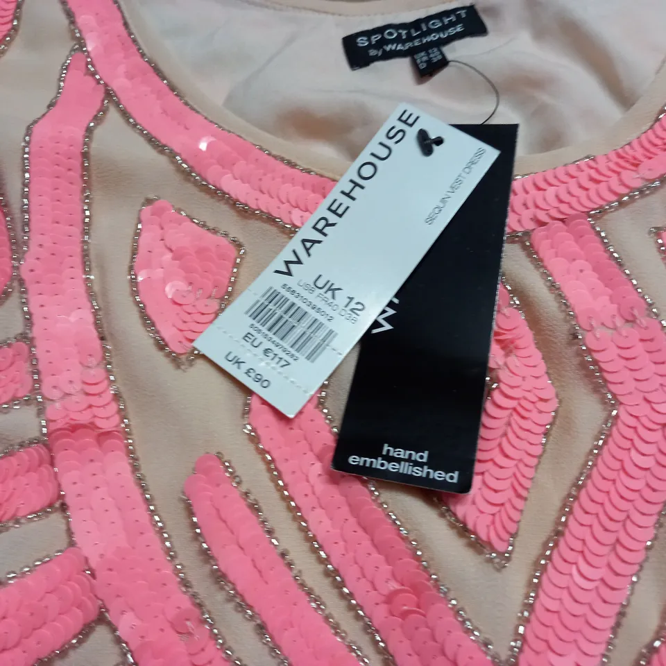 WAREHOUSE BY SPOT LIGHT HAND EMBELLISHED DRESS - UK 12