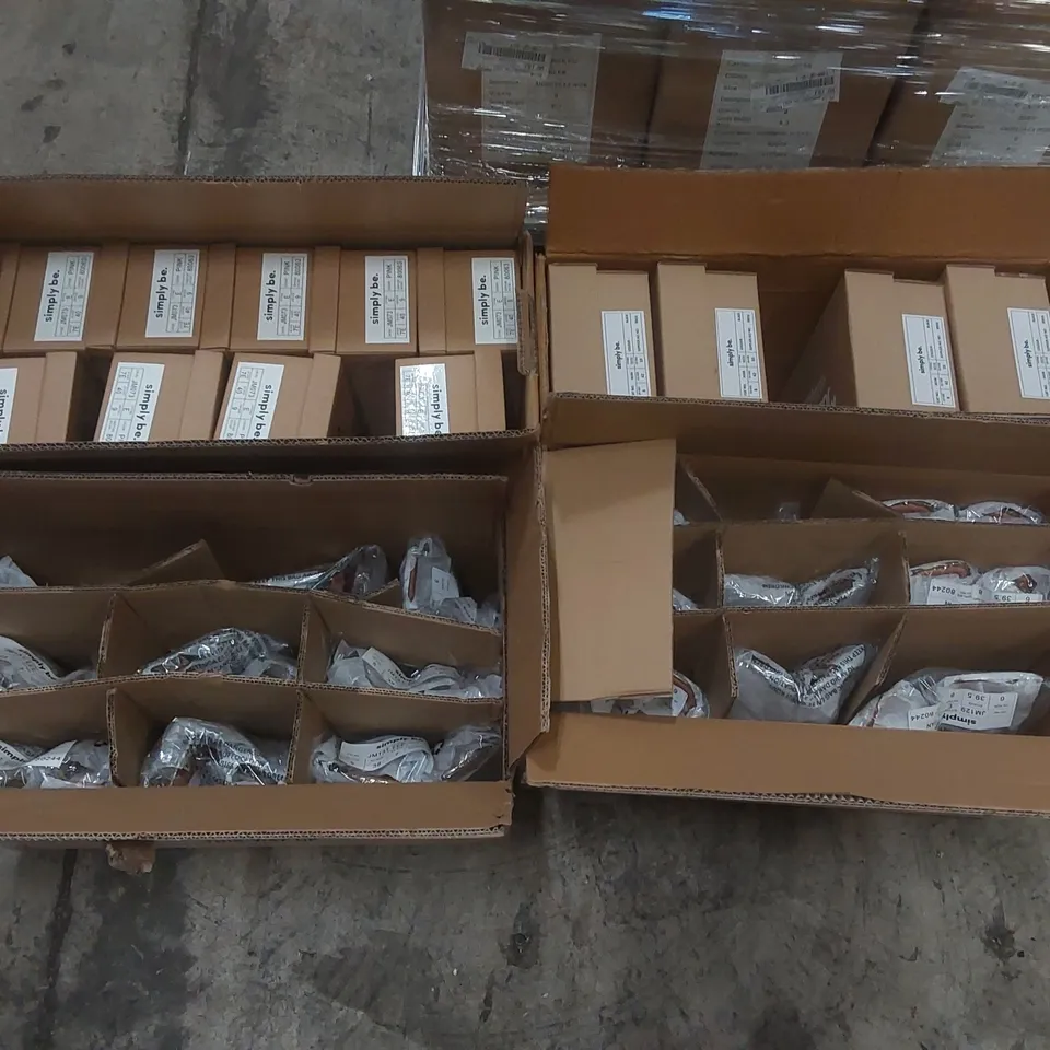 PALLET CONTAINING APPROXIMATELY 200x BRAND NEW ASSORTED DESIGNER SHOES INCLUDING: SIMPLY BE SANDALS ECT