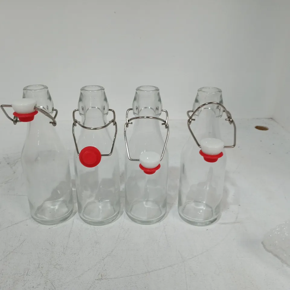 LOT OF 12 CLIP TOP GLASS BOTTLES