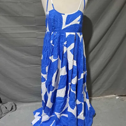 ANTHROPOLOGIE STRAP MAXI DRESS IN WHITE/BLUE - SMALL