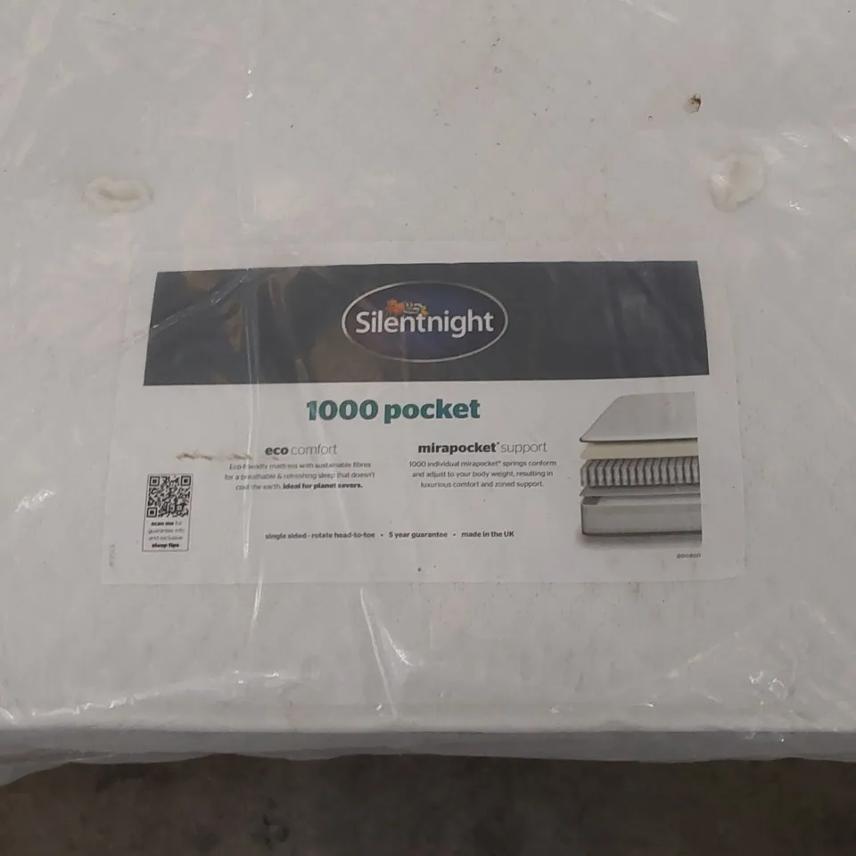 QUALITY BAGGED SILENTNIGHT 135CM DOUBLE SIZED 1000 POCKET MIRAPOCKET MATTRESS 