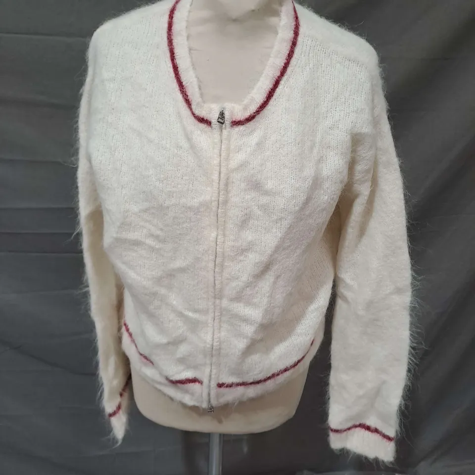 MINKA DINK SOFT ZIP UP JACKET IN IVORY SIZE S