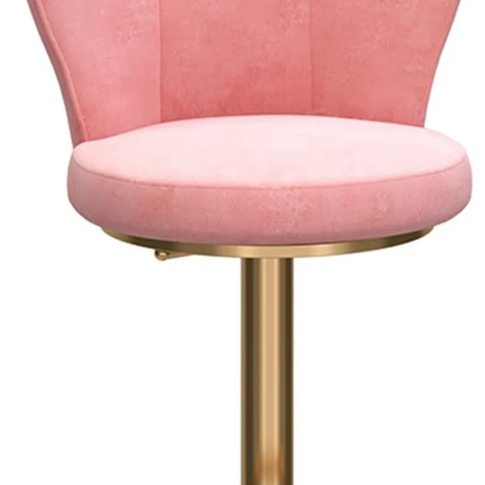 BOXED MODERN VELVET CHAIR HEIGHT ADJUSTABLE BAR STOOL 360° SWIVEL MAKEUP SEAT - PINK