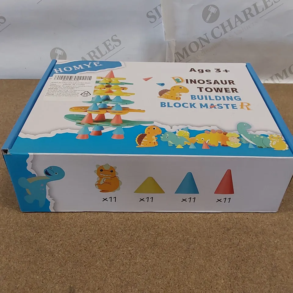 BOX OF APPROXIMATELY 15X BRAND NEW BOXED HOMYE DINOSAUR TOWER BUILDING BLOCK MASTER CHILDREN'S TOY SETS (1 BOX)