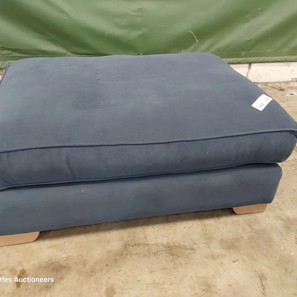 QUALITY BRITISH DESIGNER LOUNGE Co. LARGE RECTANGULAR FOOTSTOOL BLUE PLUSH FABRIC 