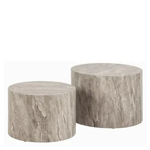 BOXED DICE ROUND COFFEE TABLE SET IN GREY MARBLE
