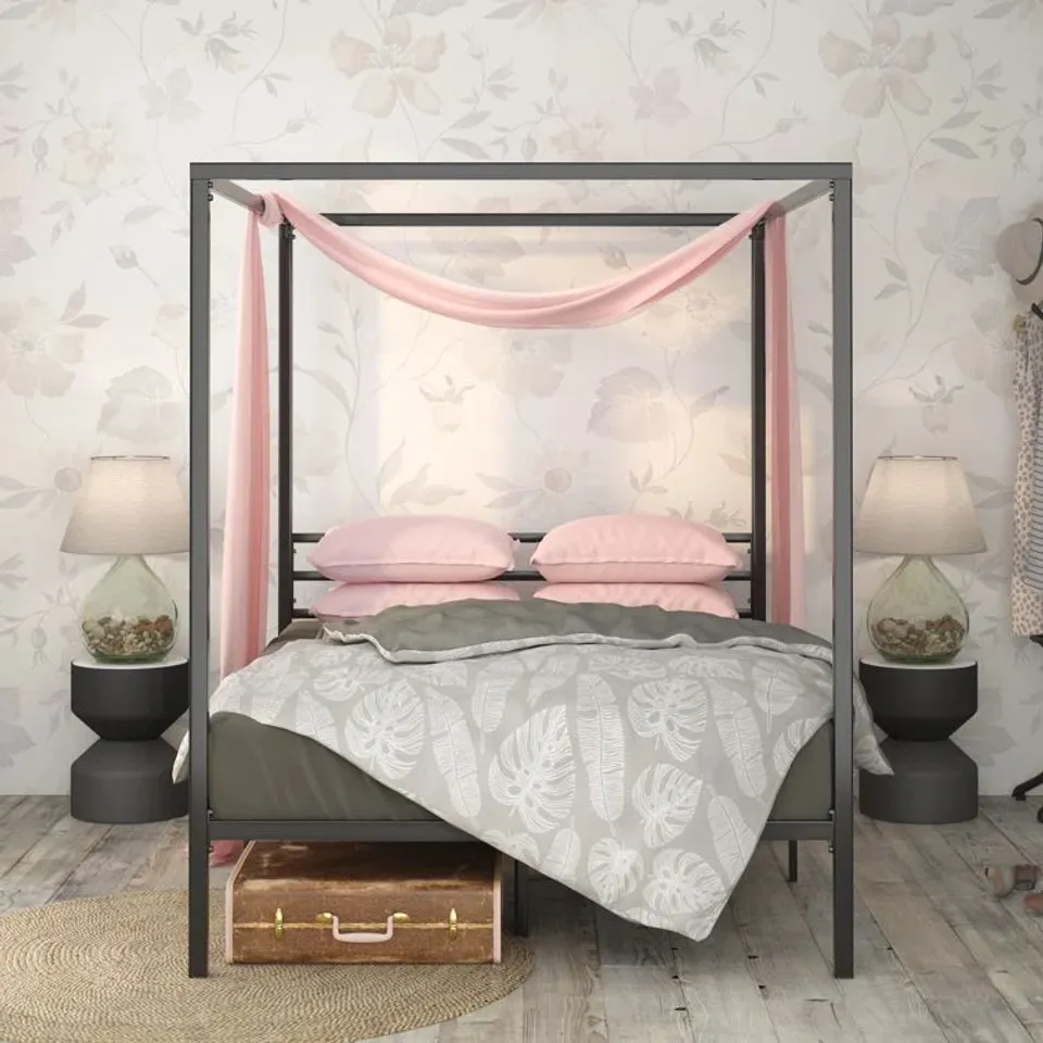 BOXED TOULOUSE METAL CANOPY BED FRAME // SIZE: SUPERKING (1 BOX)