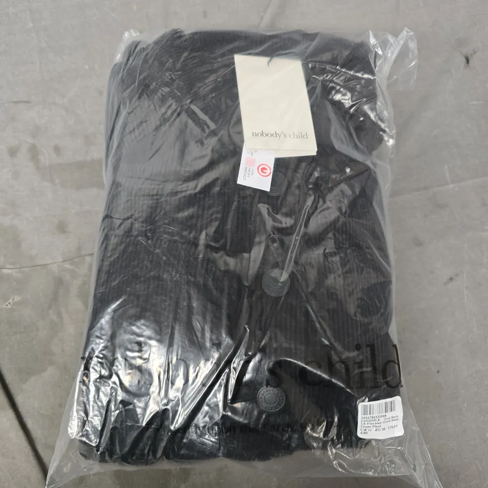 BAGGED NOBODYS CHILD LONG SLEEVE FINCHLEY CORD SHIRT DRESS PLAIN IN CORD BLACK - UK 10