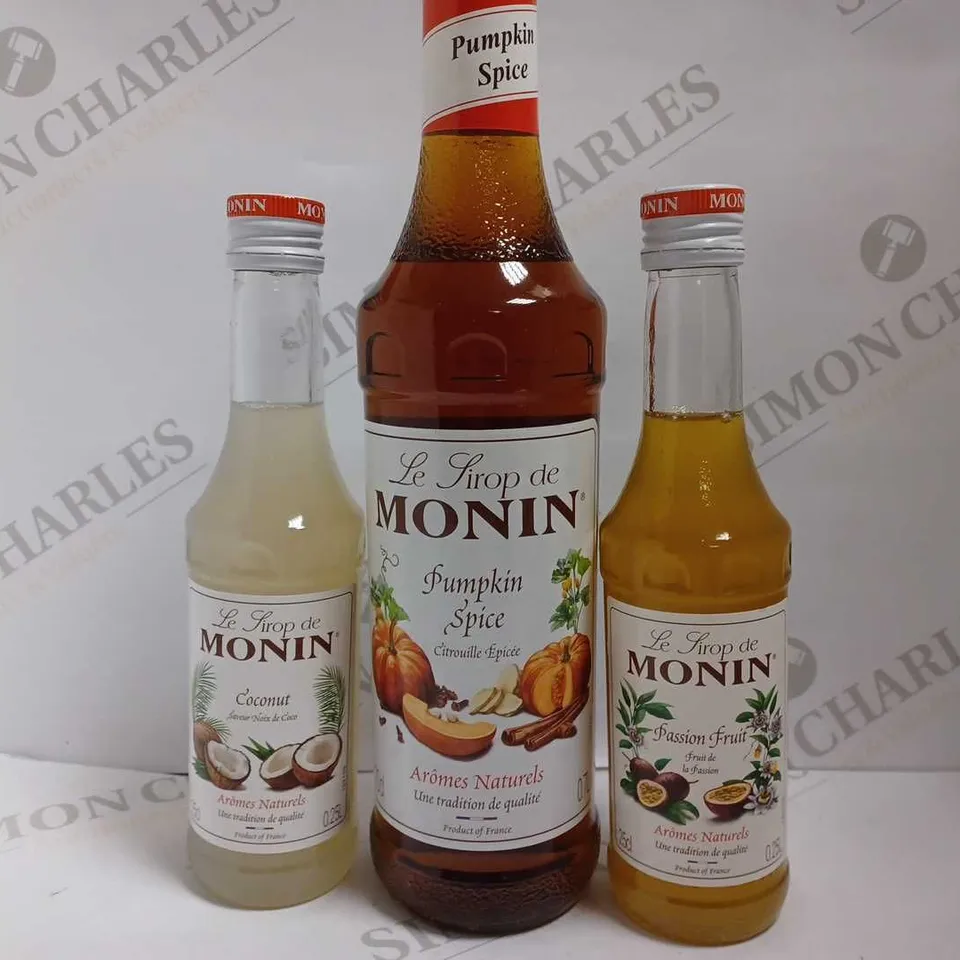 BOX OF APPROX 6 MONIN FLAVOURED COFFEE SYRUPS IN ASSORTED FLAVOURS - COLLECTION ONLY