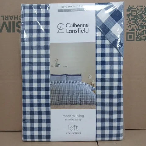 CATHERINE LANSFIELD KING SIZE DUVET SET – LOFT COLLECTION, BLUE CHECK