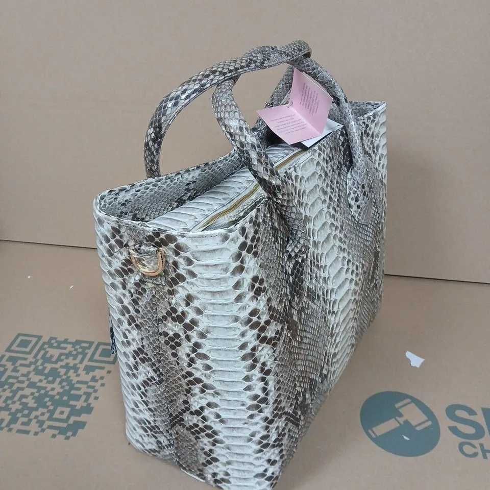 LA MAREY SNAKESKIN LEATHER TOTE BAG