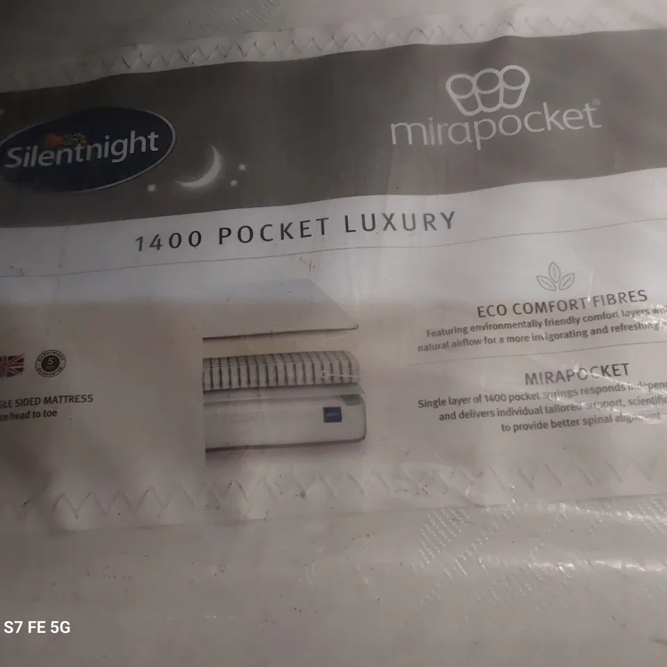 QUALITY BAGGED SILENTNIGHT 4'6" DOUBLE 1400 POCKET LUXURY MATTRESS 