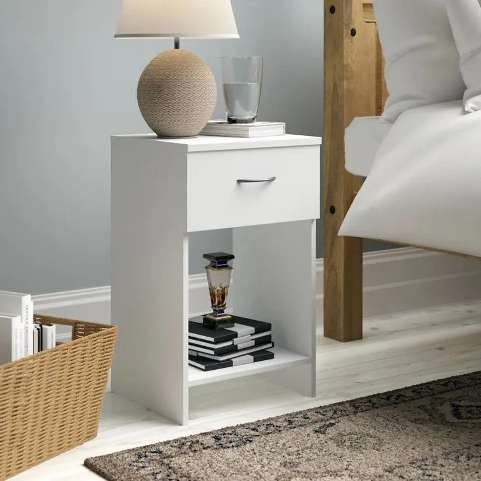 1 DRAWER BEDSIDE TABLE COLOUR WHITE 
