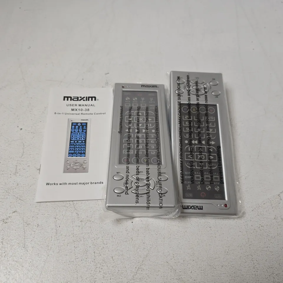 APPROXIMATELY 40 PAIRS PF MAXIM MX10-38 8-IN-1 UNIVERSAL REMOTE CONTROLS