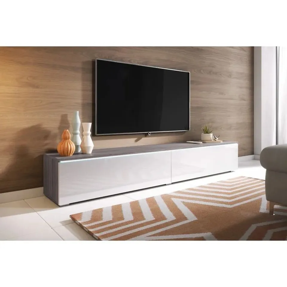 BOXED DOYAL TV STAND FOR TVS UP TO 78" - PINE/WHITE (1 BOX)