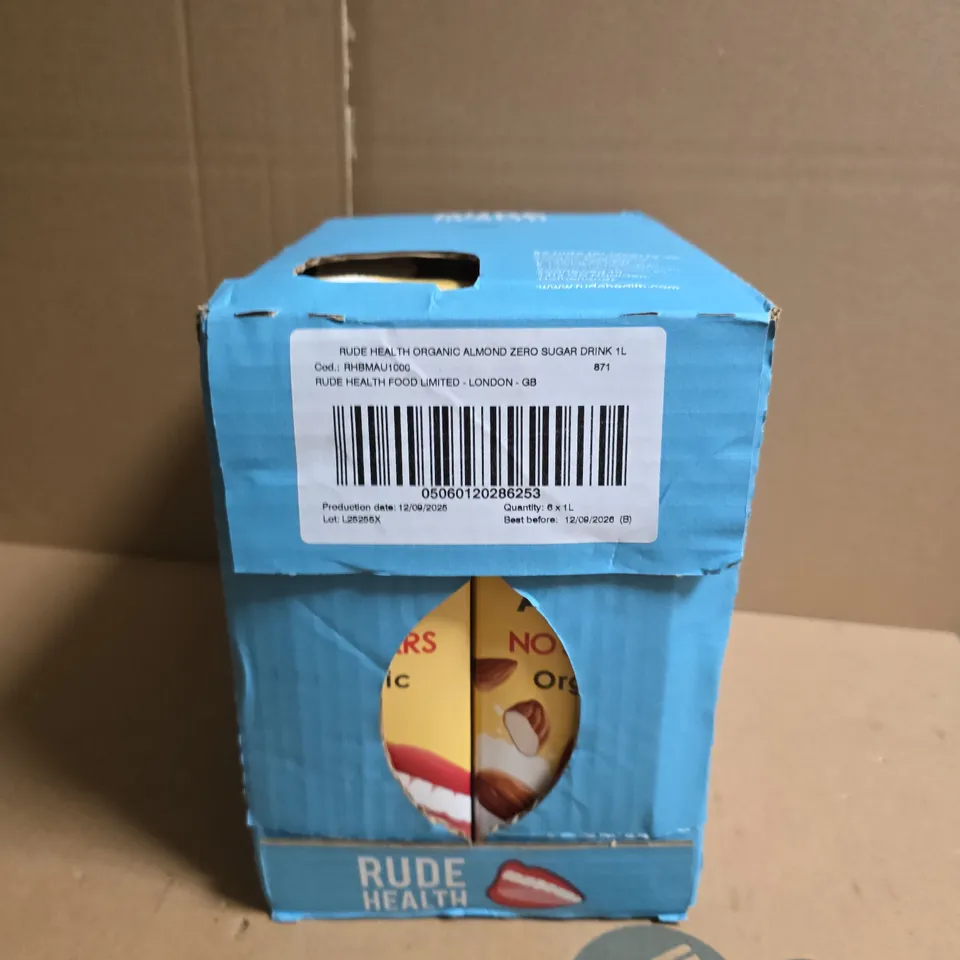 RUDE HEALTH ORGANIC ALMOND ZERO SUGAR DRINK 1L - X6 