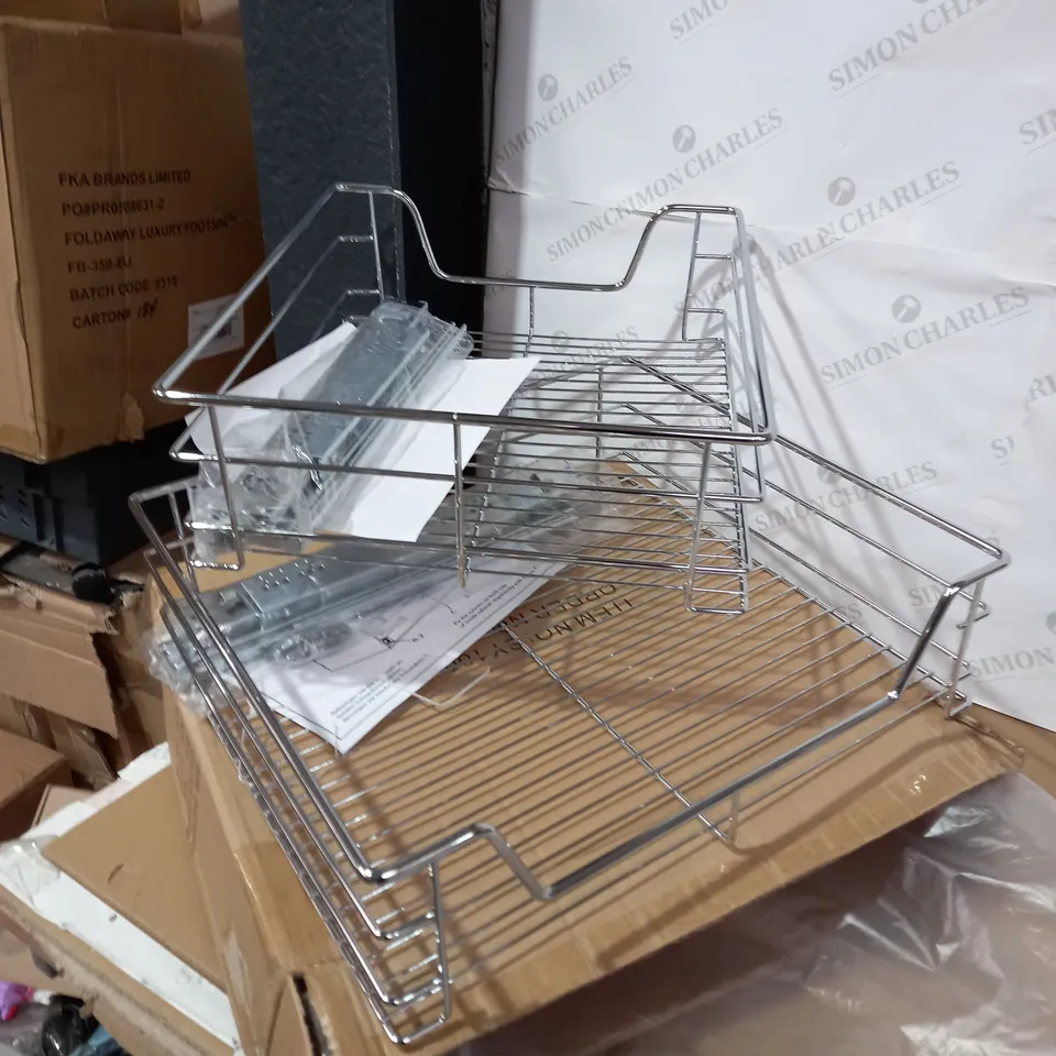 LOT OF 2 ASSORTED DESIGNER SOFT CLOSE CHROME EFFECT BASKETS