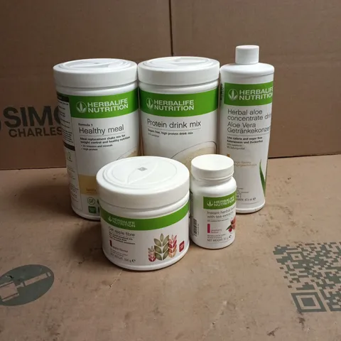 HERBALIFE NUTRITION 5 ITEMS SET TO INCLUDE FORMULA 1 HEALTHY MEAL, PROTEIN DRINK MIX ETC