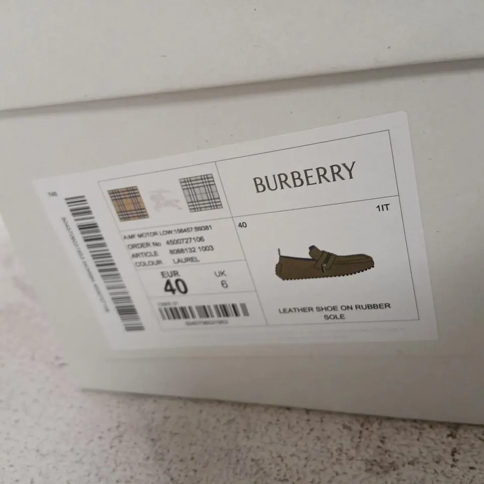 BURBERRY MEN'S LEATHER SLIP-ON LOAFERS – BEIGE, UK 6 (EU 40)