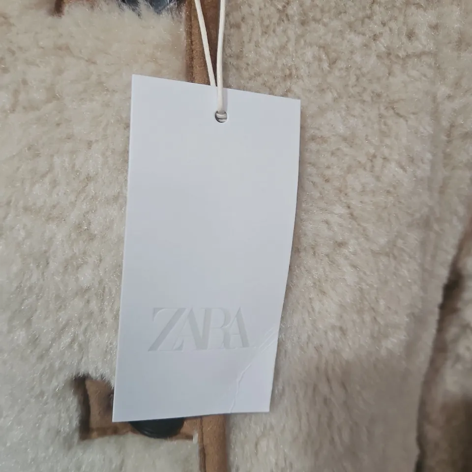 ZARA FAUX SHEARLING JACKET – CREAM – WOMEN'S – SIZE S