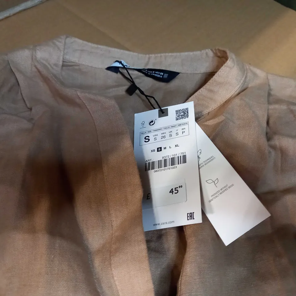 ZARA DARK OATS LINEN STYLE BELTED SHIRT DRESS - SMALL