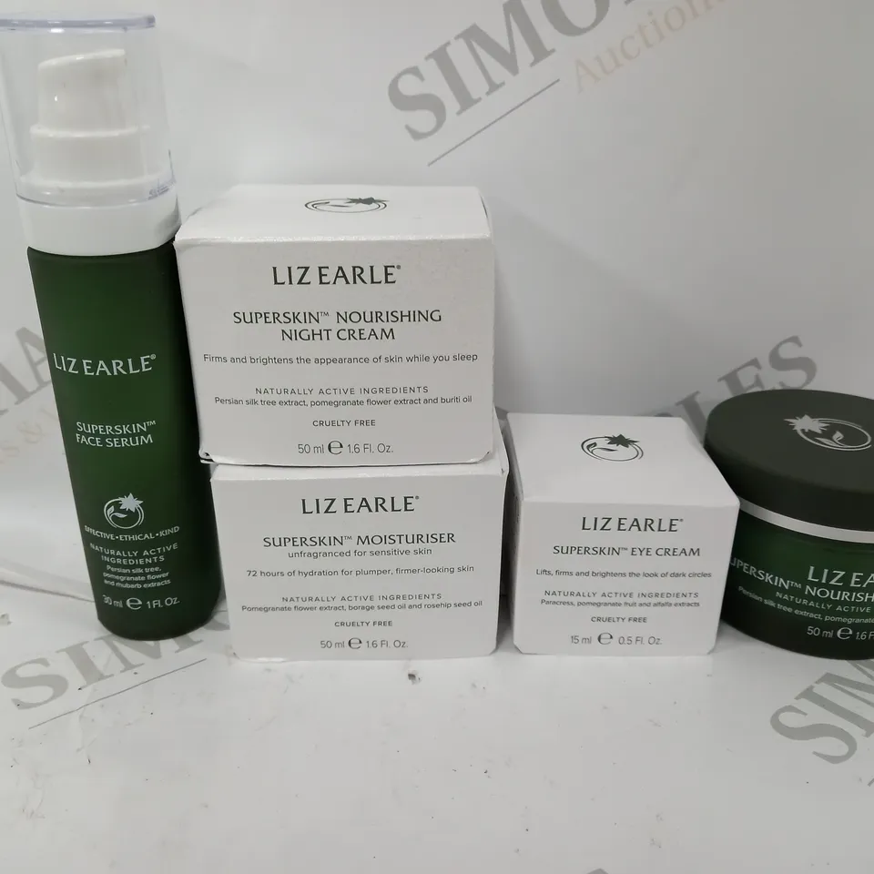 SET OF 5 LIZ EARLE ITEMS TO INCLUDE - MOISTURISER - EYEC REAM - NOURISHING NIGHT CREAM 