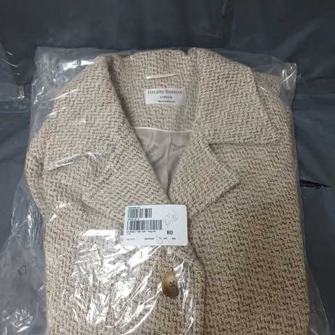 HELENE BERMAN LONDON SINGLE BREASTED TWEED BEIGE COAT SIZE 14