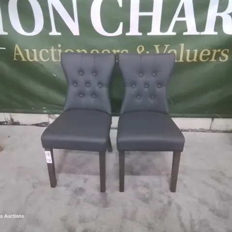 PAIR BEWLEY GREY KEATHER DINING CHAIRS GREY LEGS