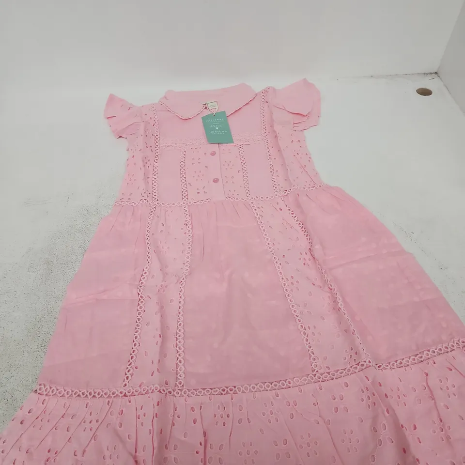 MONSOON PINK GIRLS' DRESS, EYELET DETAILING, UK SIZE 9-10 (9-10 YRS), MADE IN INDIA