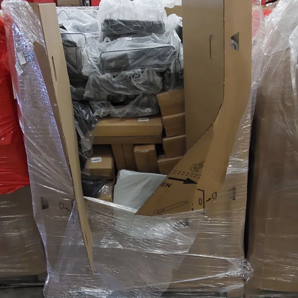 PALLET OF ASSORTED HOUSEHOLD ITEMS AND CONSUMER PRODUCTS. INCLUDES BOXED DOG/PET STEPS, DISH DRAINERS ETC 