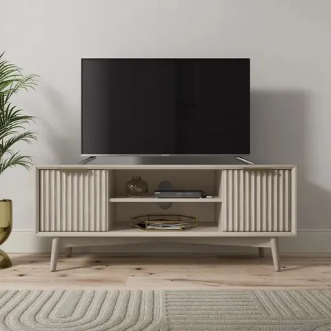 BOXED NEENA TV UNIT, WARM GREY WASH ACACIA WOOD, FOR TVS UP TO 50" (1 BOX)