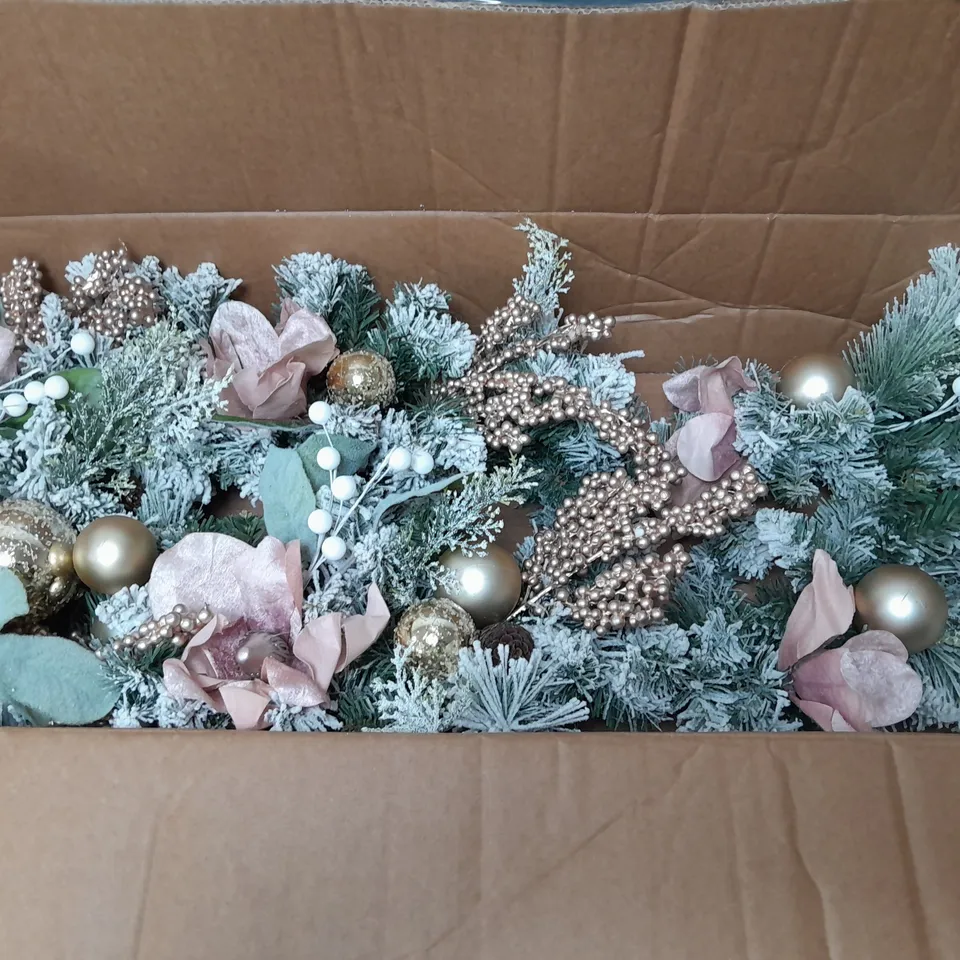 FROSTED ROSE SWAG CHRISTMAS GARLAND RRP £49.99