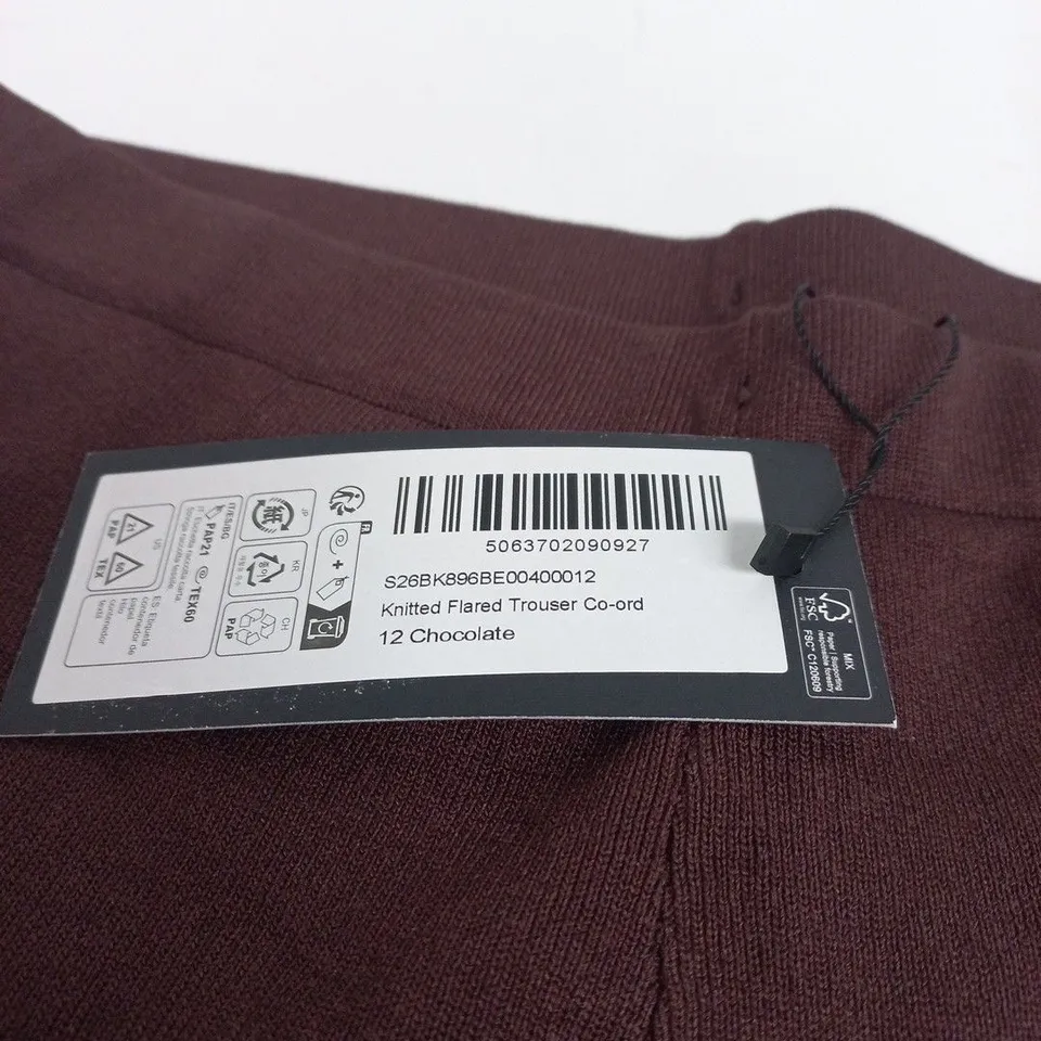 SOSANDAR KNITTED FLARED TROUSERS CO-ORD, CHOCOLATE, UK SIZE 12