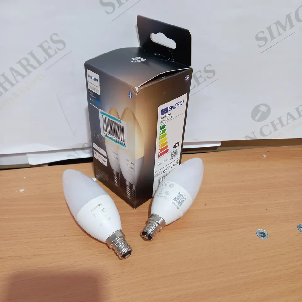 SET OF 2 PHILIPS HUE WHITE AMBIANCE BULBS, 4W LED